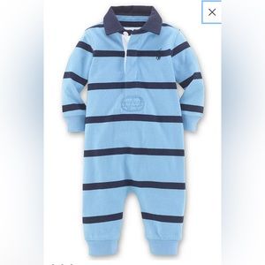 Ralph Lauren Baby Boys Striped Rugby Cotton Coverall 12mos